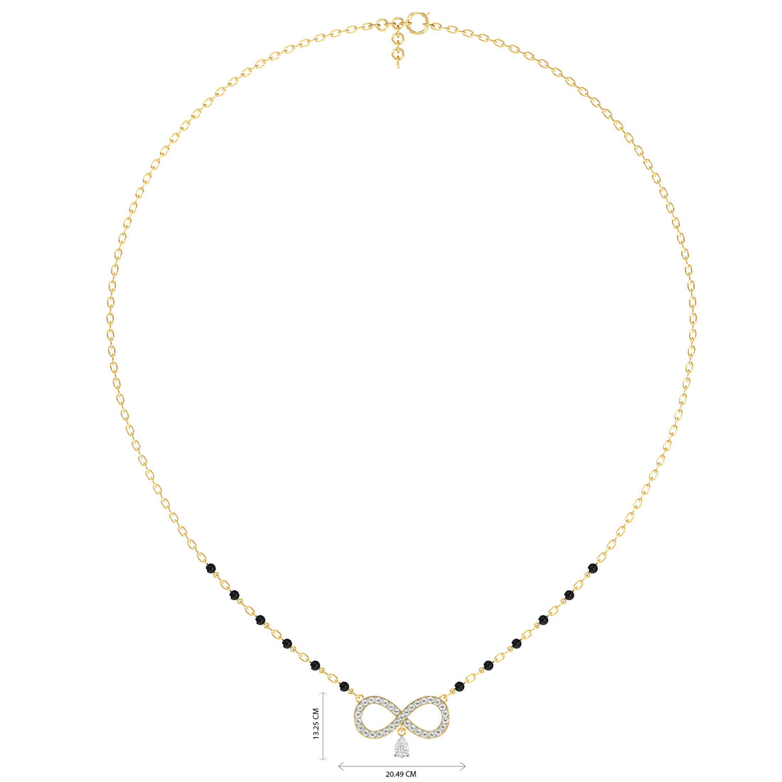 Infinity Drop Mangalsutra - Full View in Yellow Gold - Diamond Pendant by Moena