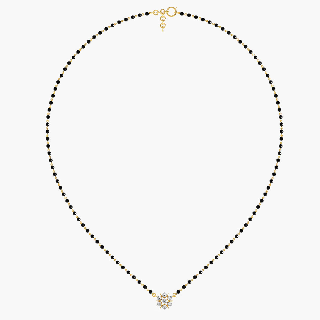 Petal Cluster Mangalsutra - Full View in Yellow Gold - Diamond Pendant by Moena