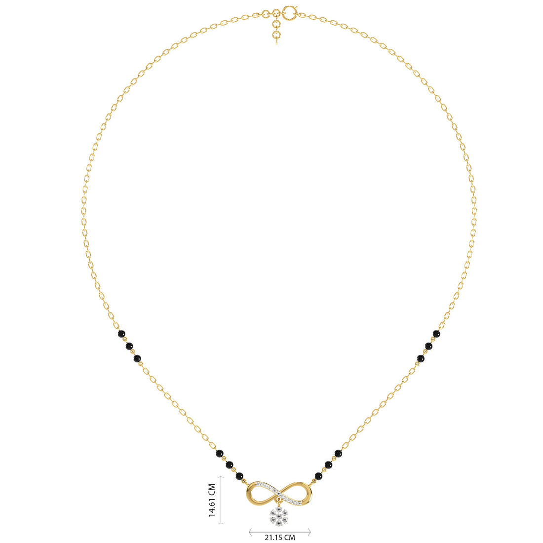 Infinity Bloom Mangalsutra - Full View in Yellow Gold - Diamond Pendant by Moena