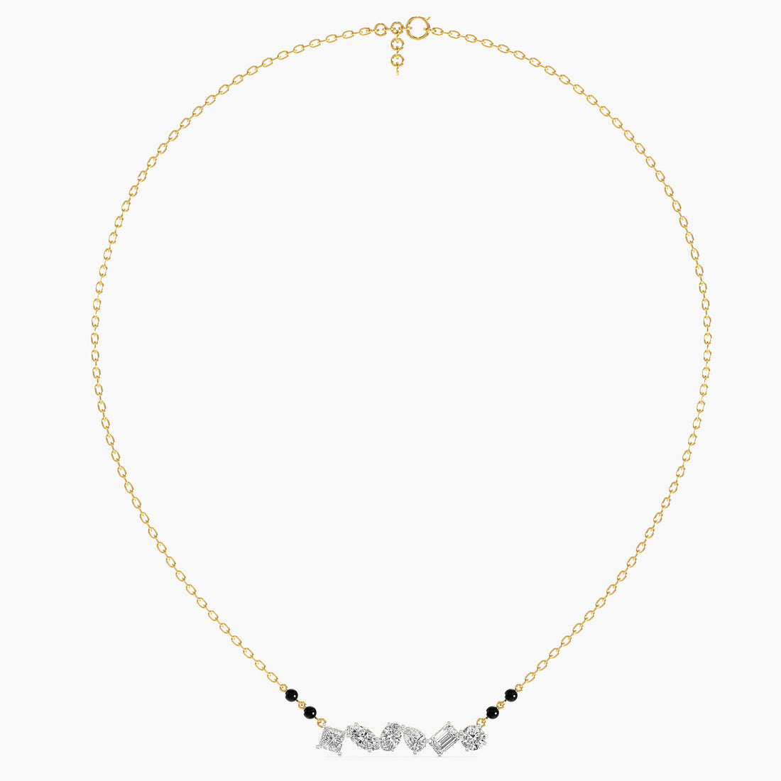 Multi-Shape Diamond Mangalsutra - Full View in Yellow Gold - Diamond Pendant by Moena