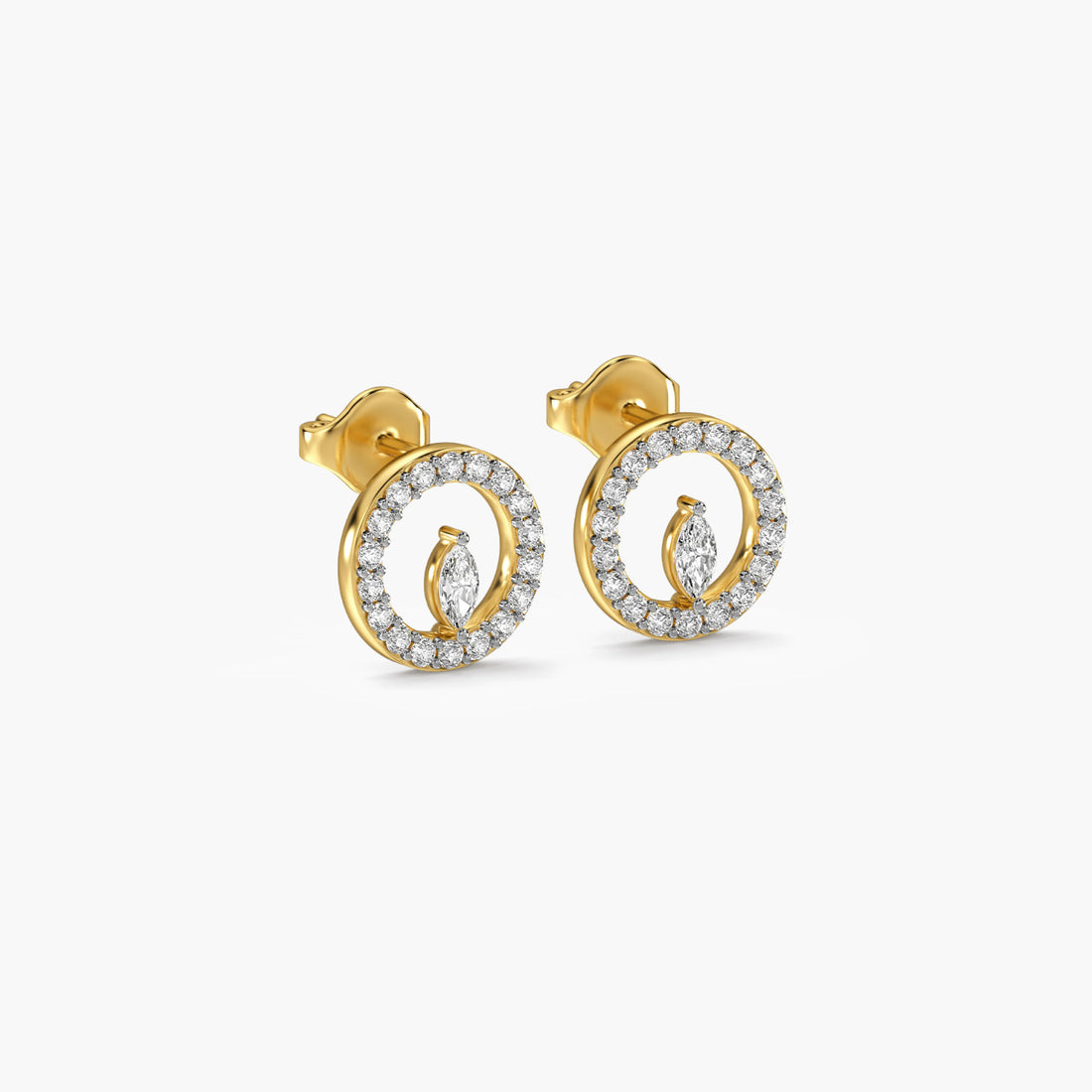 Eternal Bloom Studs - 3D View in Yellow Gold - Diamond Stud by Moena