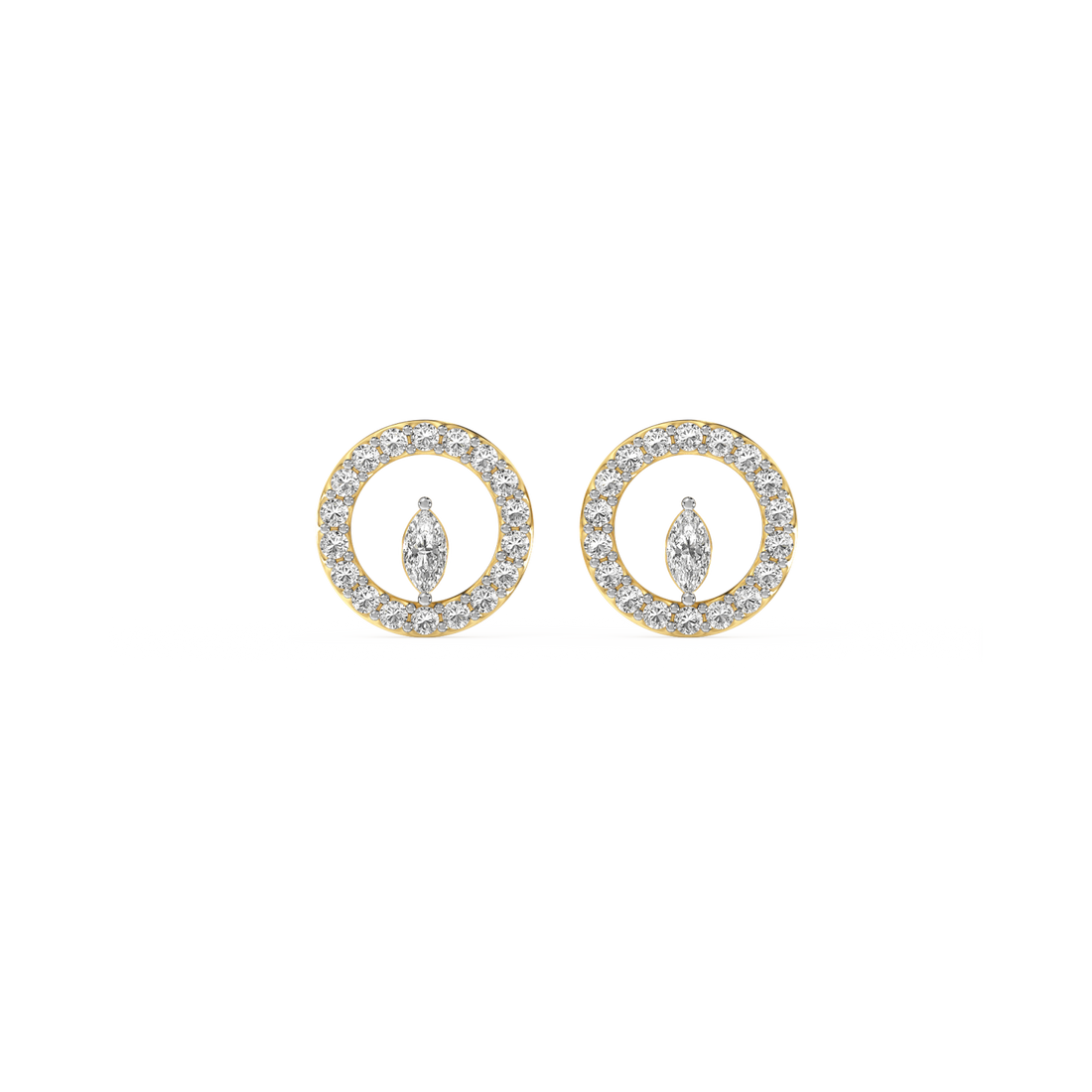 Eternal Bloom Studs - Front View in Yellow Gold - Diamond Stud by Moena