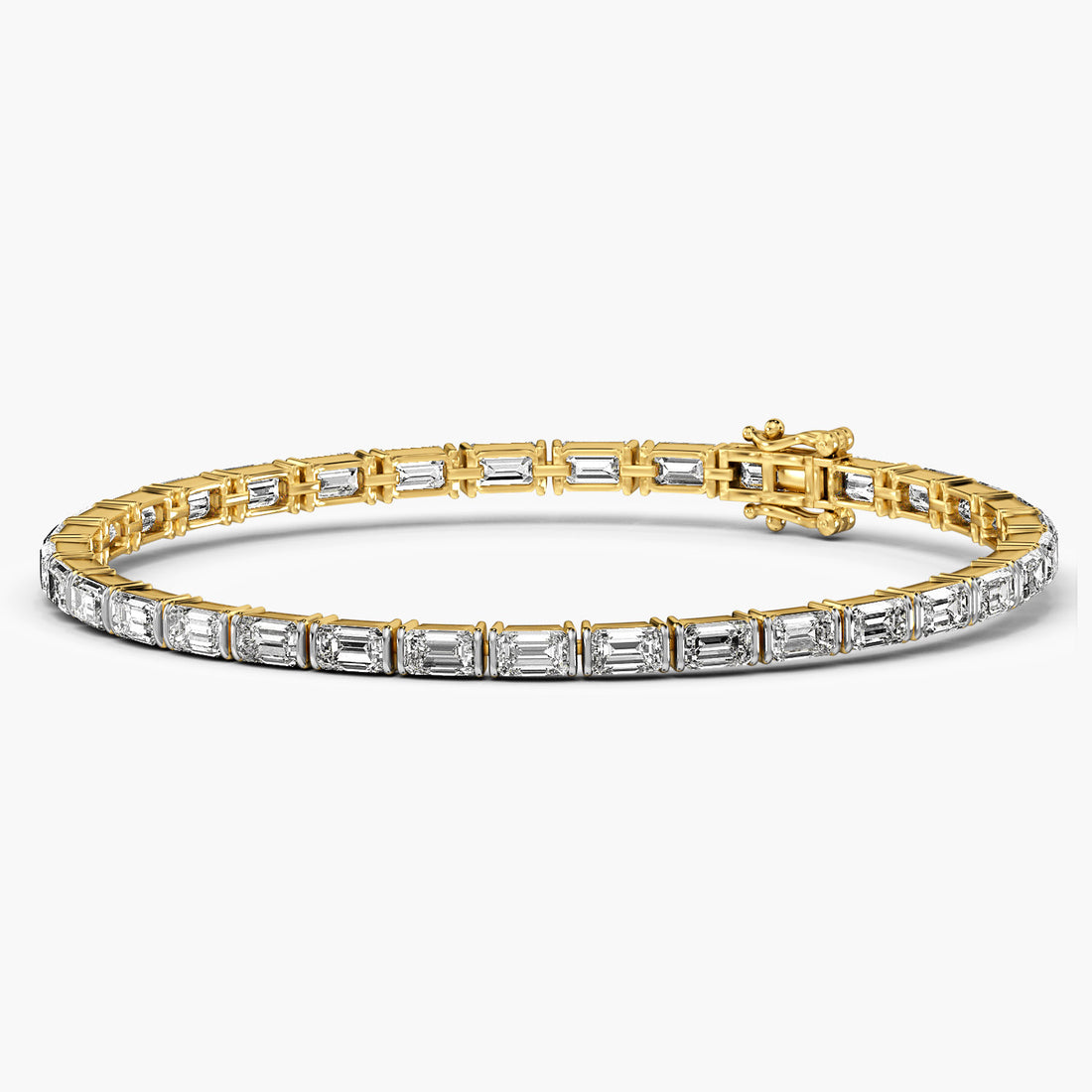 Statement Emerald 0.40 ct Tennis Bracelet - 3D View in Yellow Gold - Emerald Diamond Bracelet by Moena