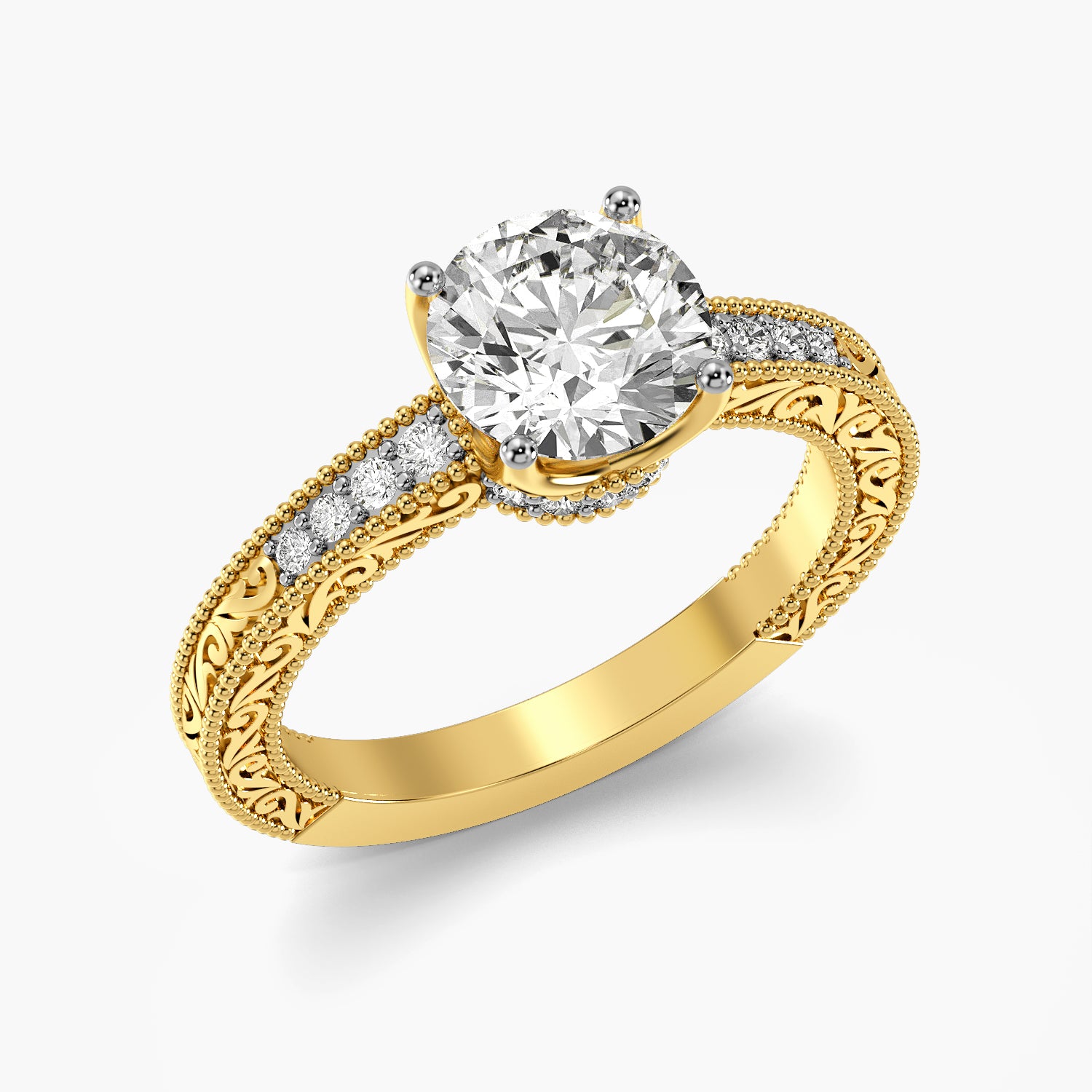 Round Vintage Lab Grown Diamond Ring