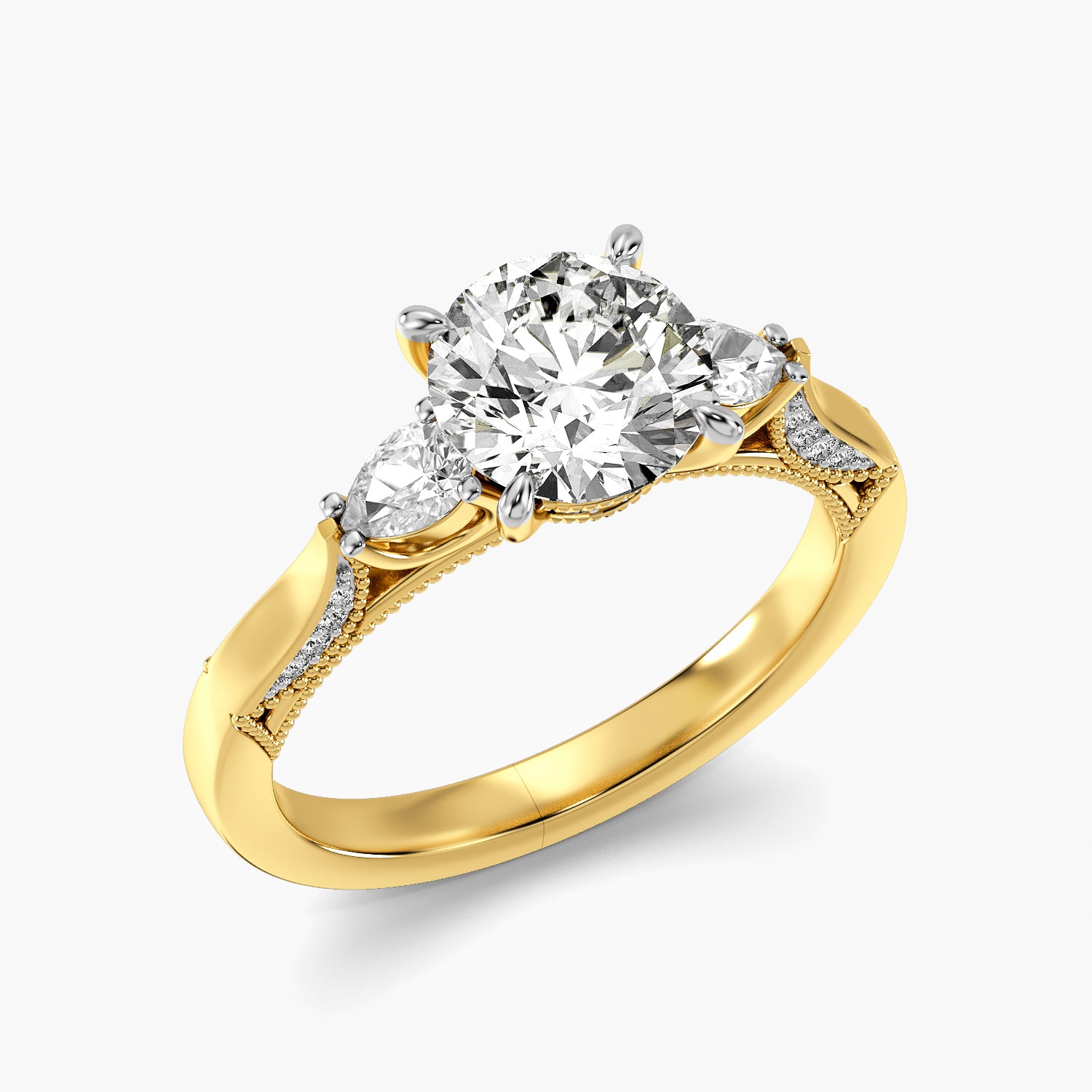 Round Three Stone Lab Grown Diamond Ring