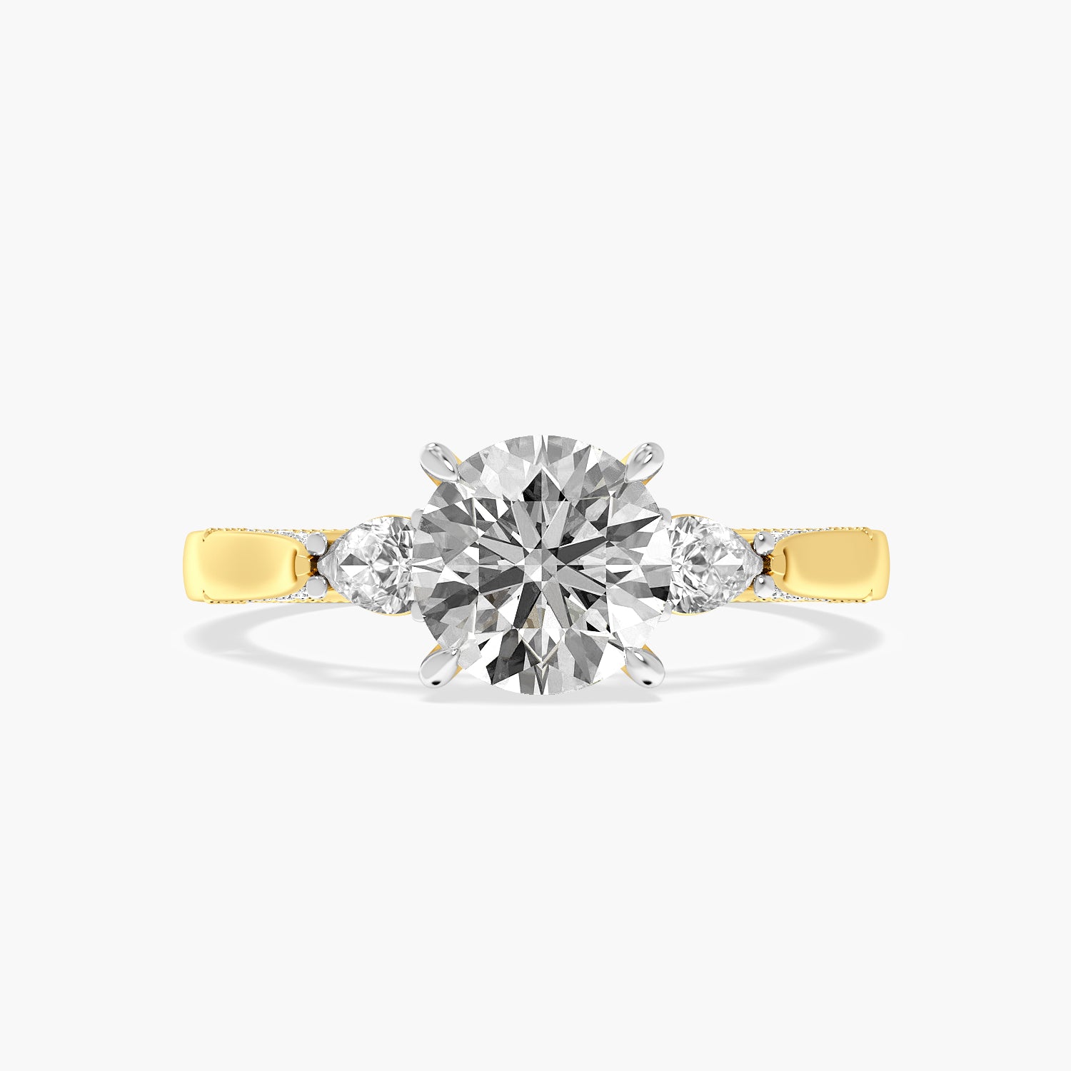 Round Three Stone Lab Grown Diamond Ring