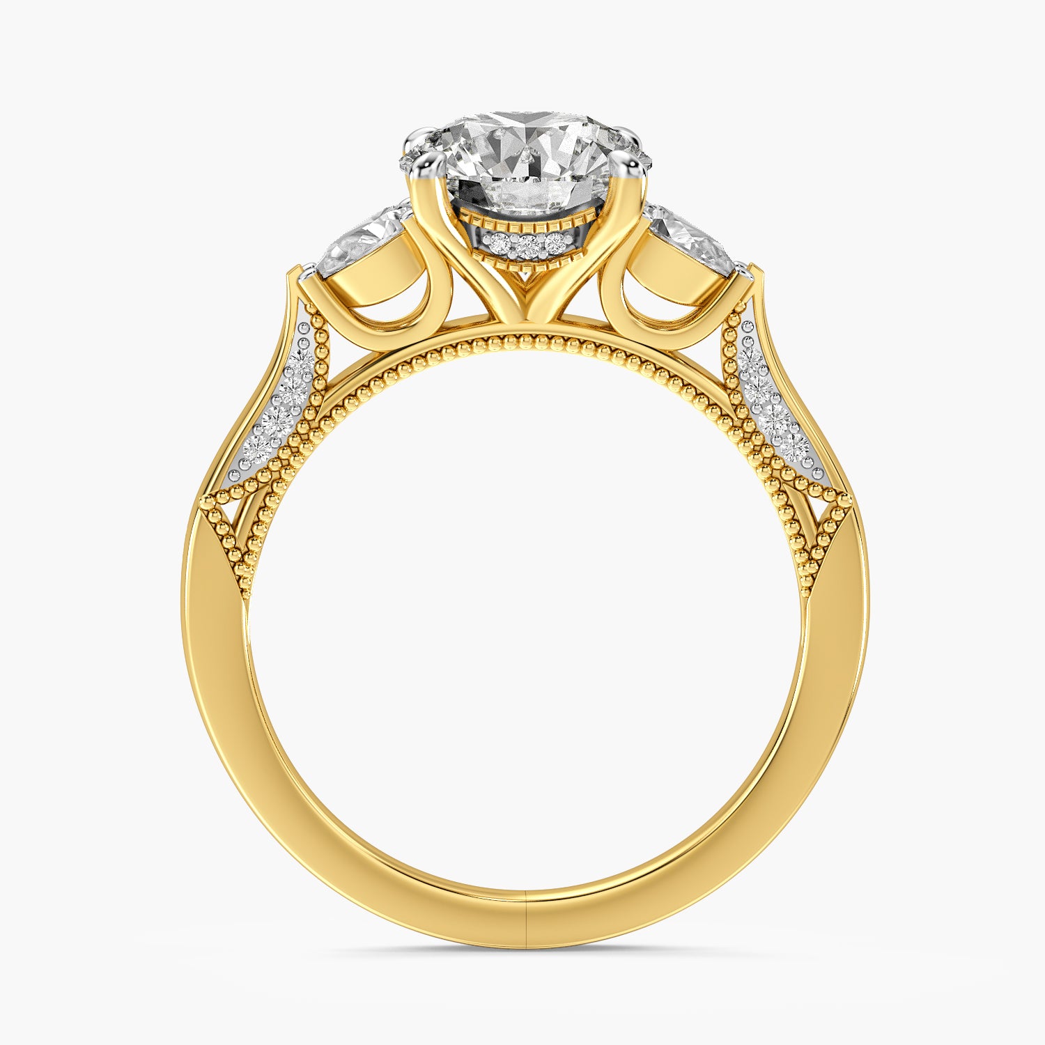 Round Three Stone Lab Grown Diamond Ring