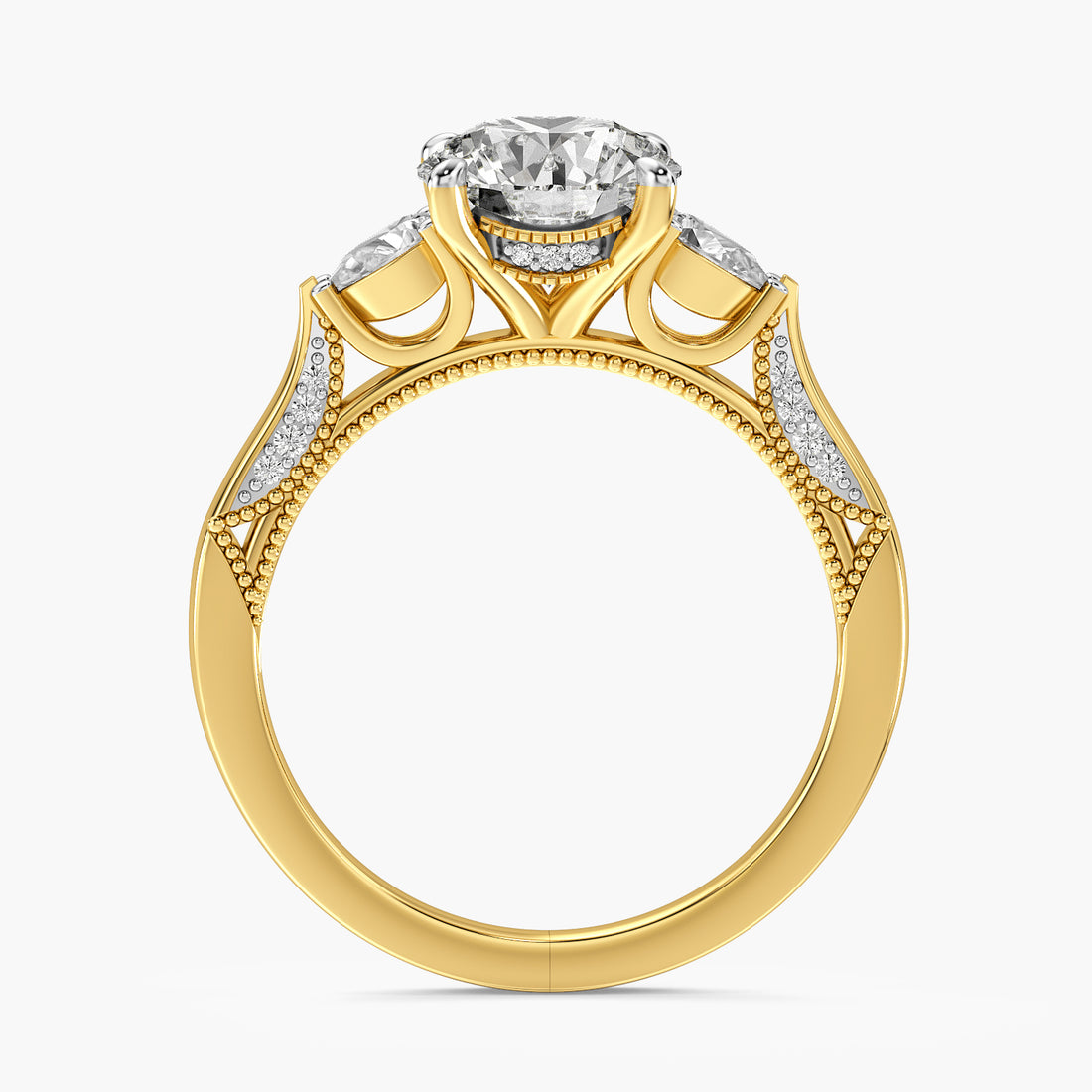Round Three Stone Lab Grown Diamond Ring