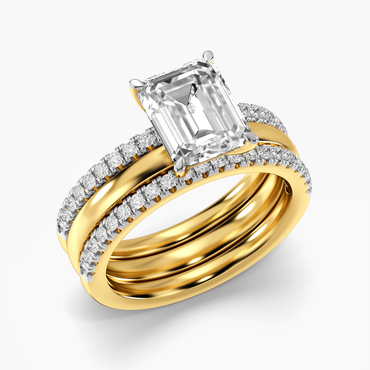 Trinity Emerald Lab Grown Diamond Ring