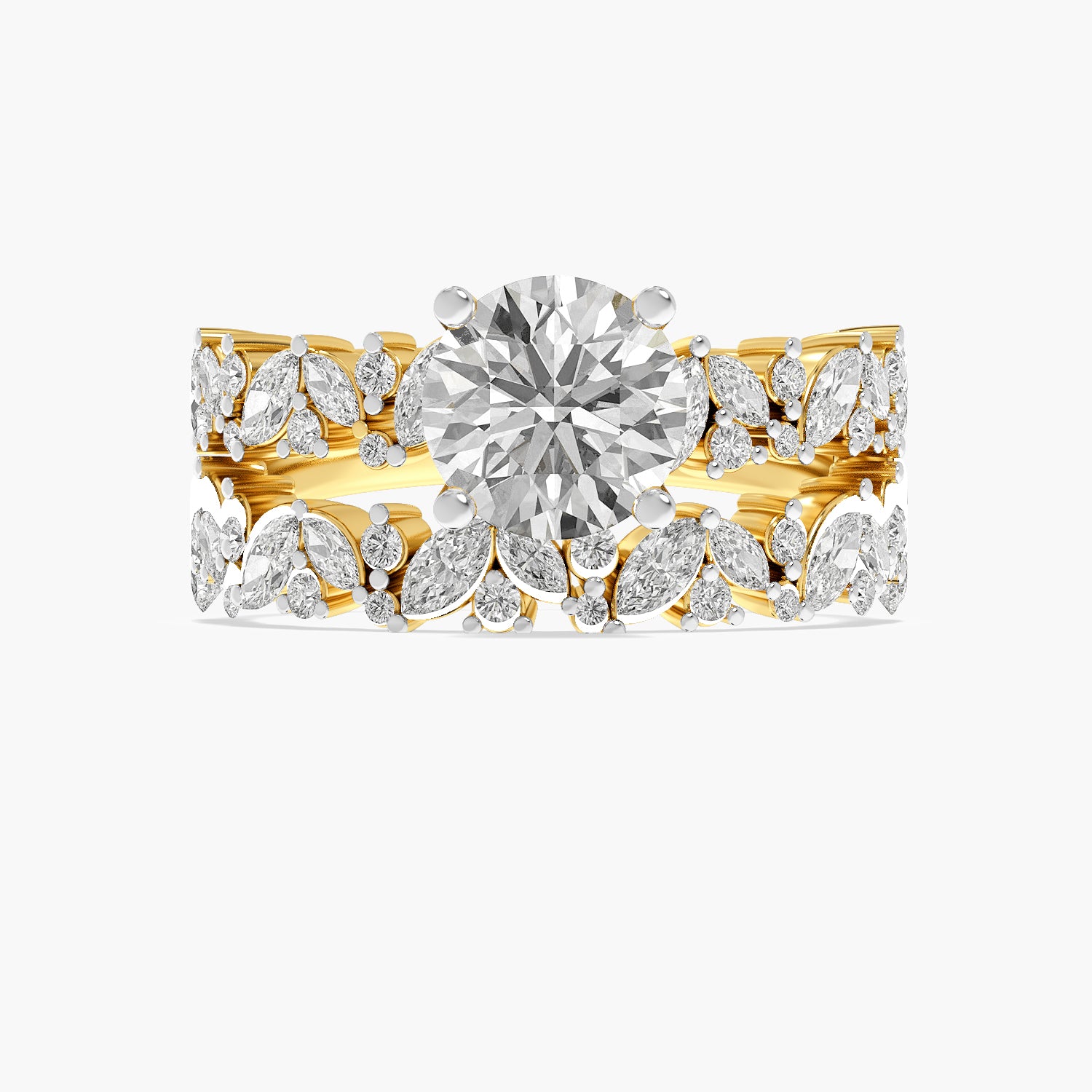 Round Floral Lab Grown Diamond Ring