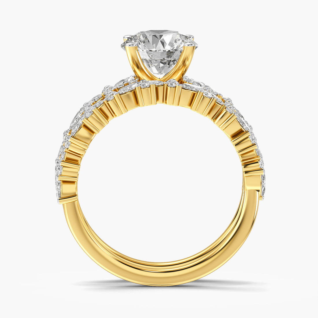 Round Floral Lab Grown Diamond Ring