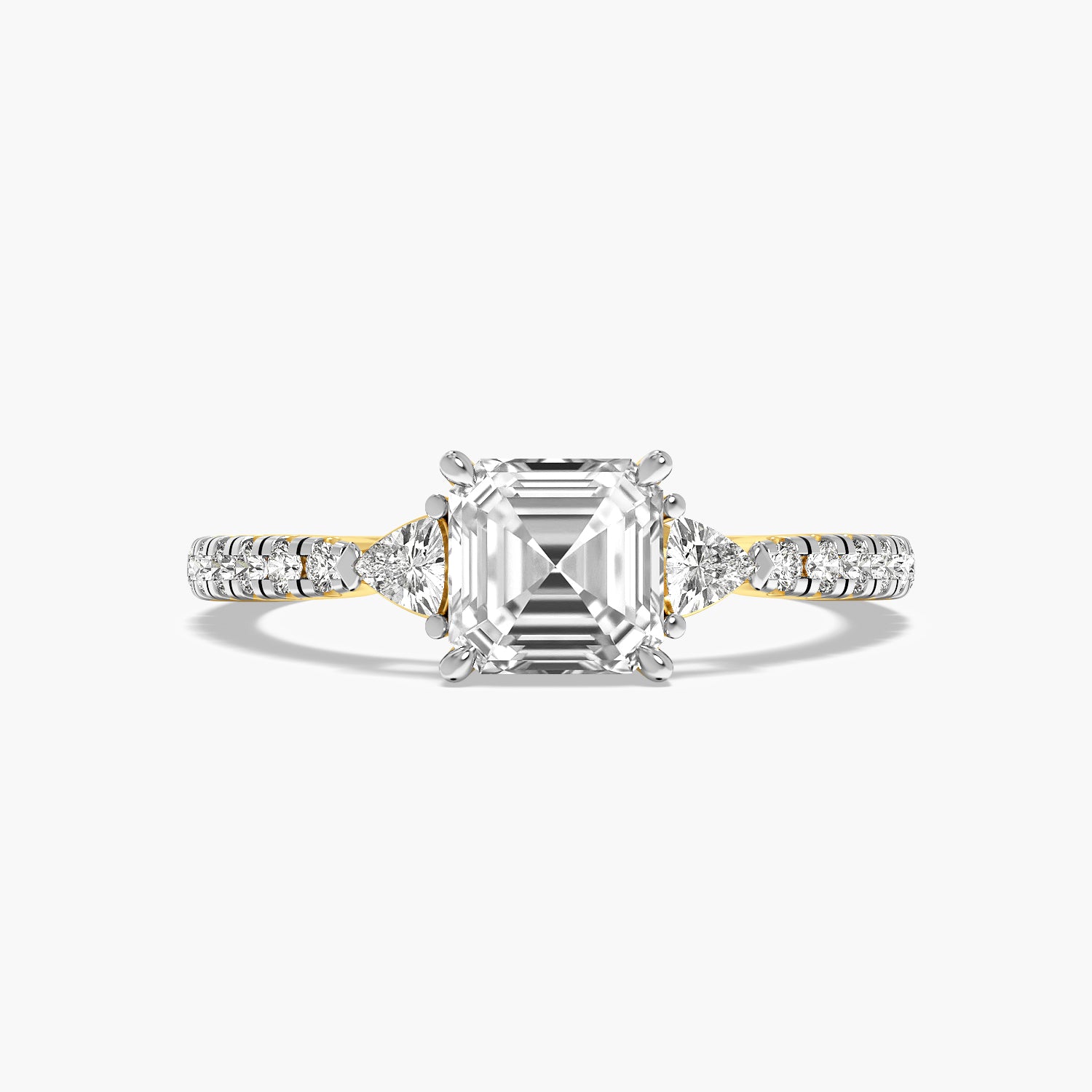 Asscher Solitaire with Trillion Sides