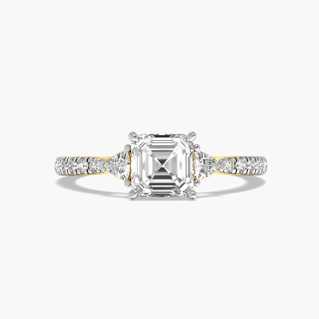 Asscher Solitaire with Trillion Sides