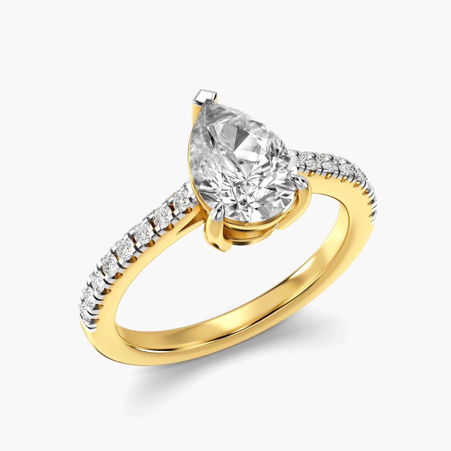 Pear Solitaire Pavé Ring