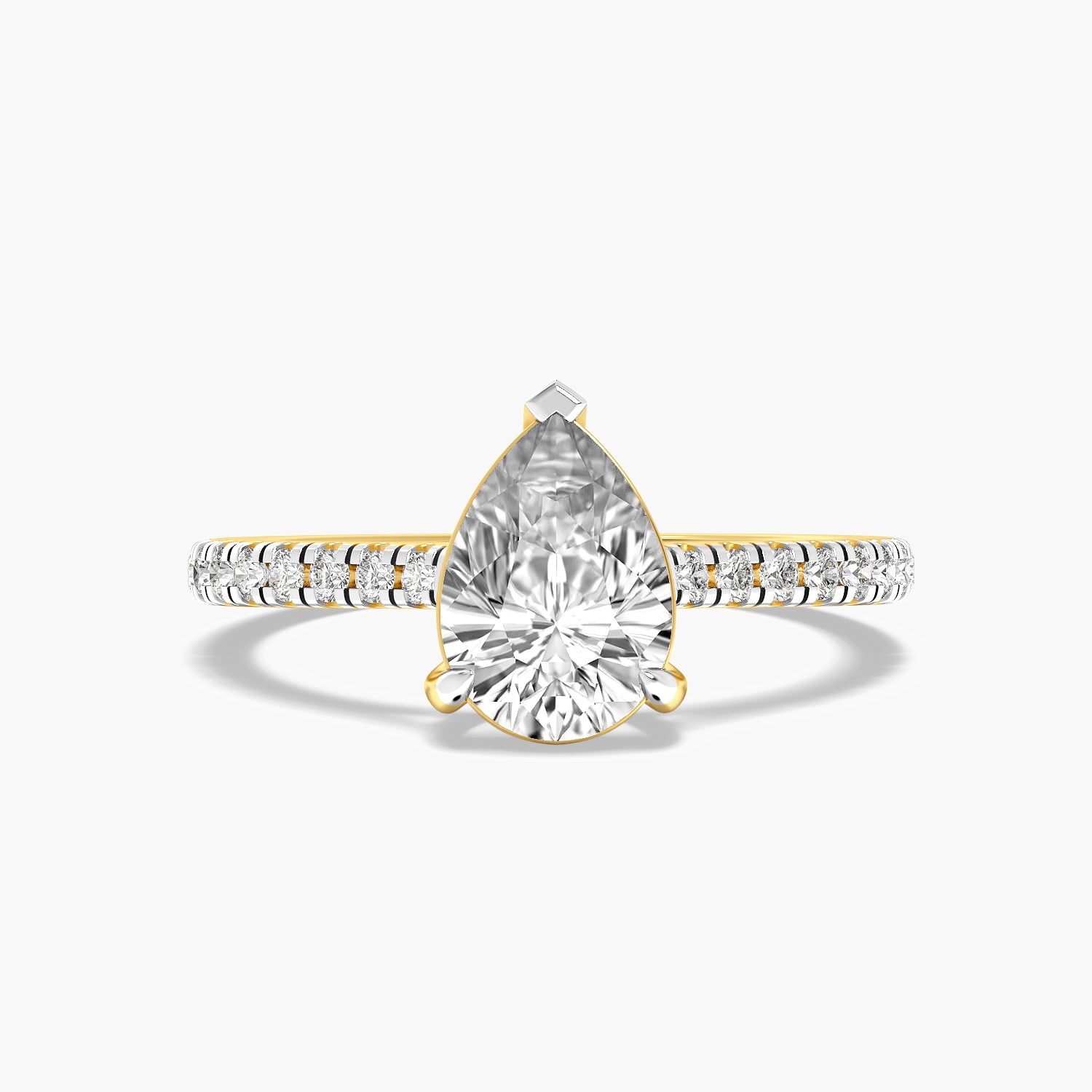 Pear Solitaire Pavé Ring