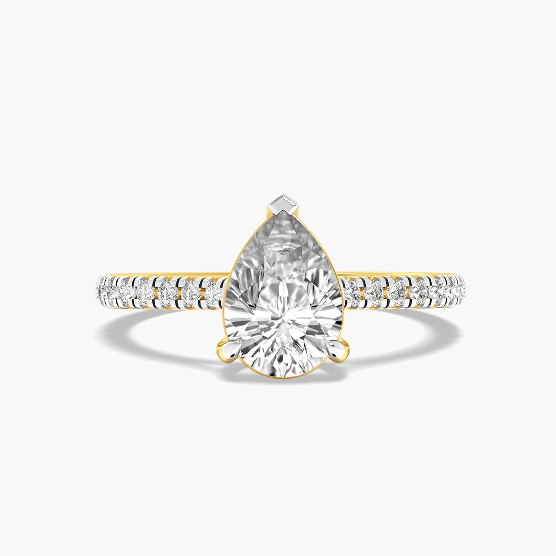 Pear Solitaire Pavé Ring