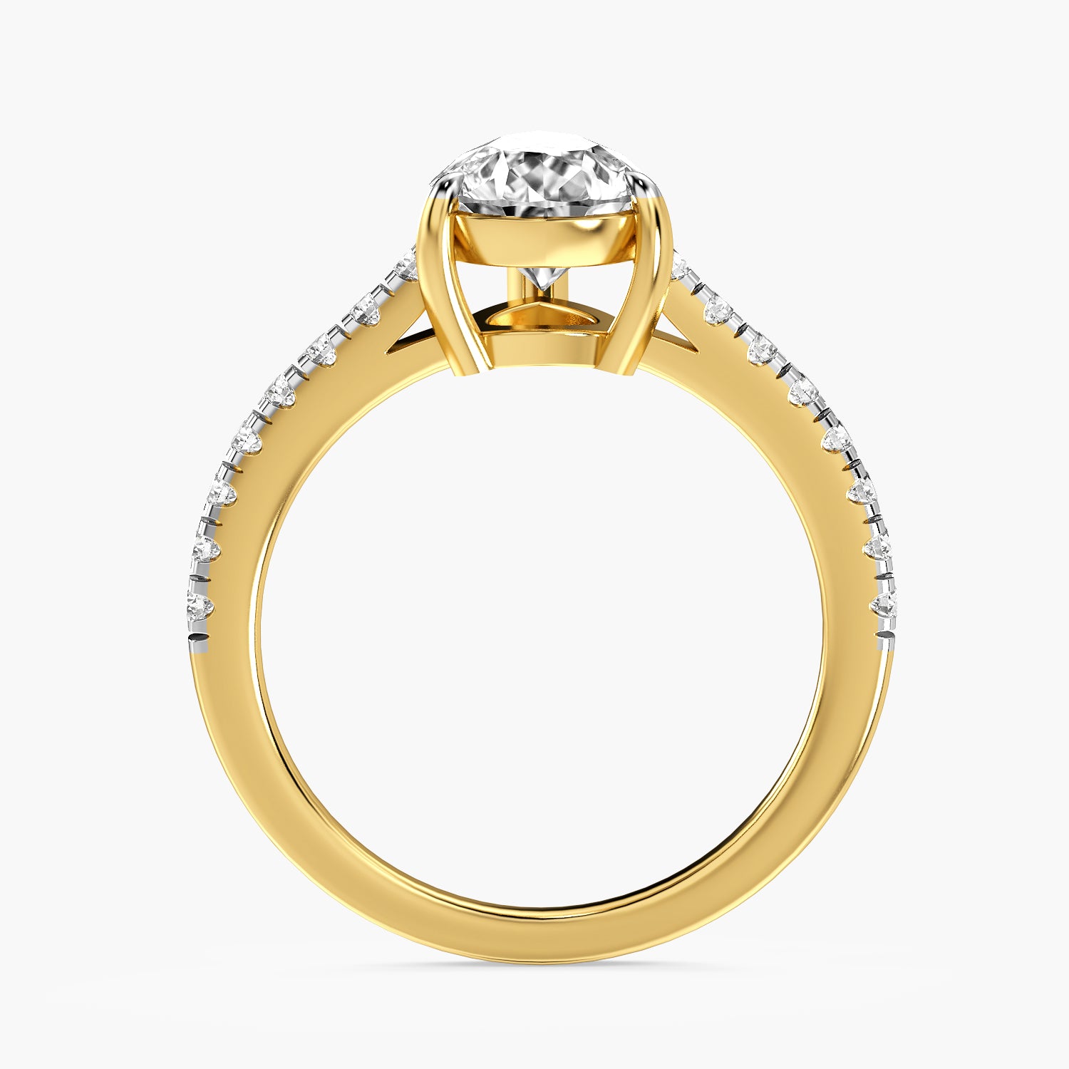 Pear Solitaire Pavé Ring
