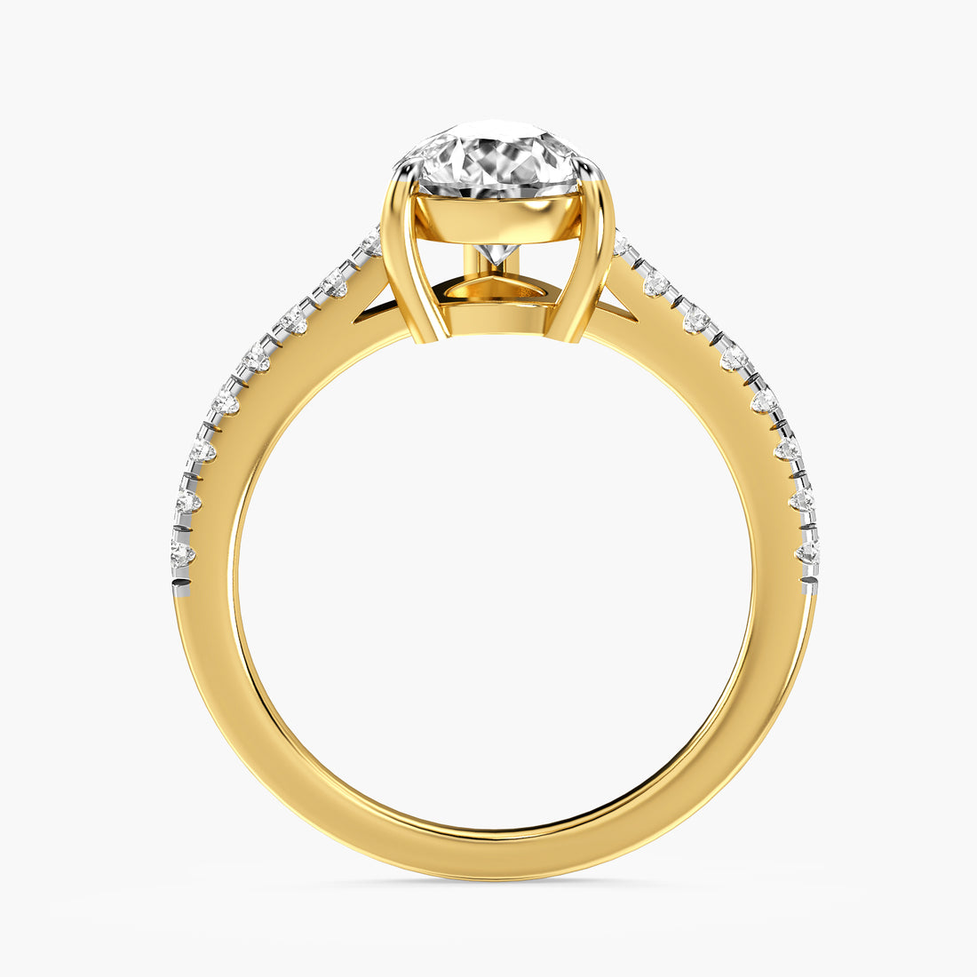 Pear Solitaire Pavé Ring