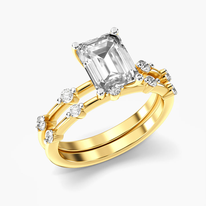 Emerald Split Band Lab Grown Diamond Ring