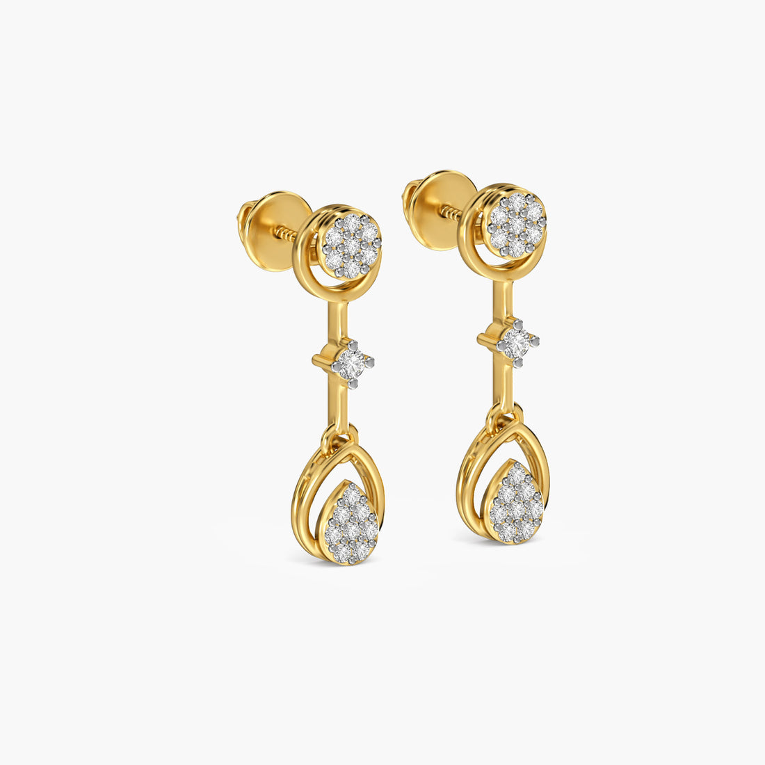 Glimmer Drops - 3D View in Yellow Gold - Diamond Jewellery by Moena