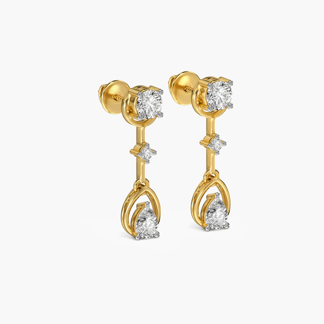 Classic Trine - 3D View in Yellow Gold - Diamond Jewellery by Moena