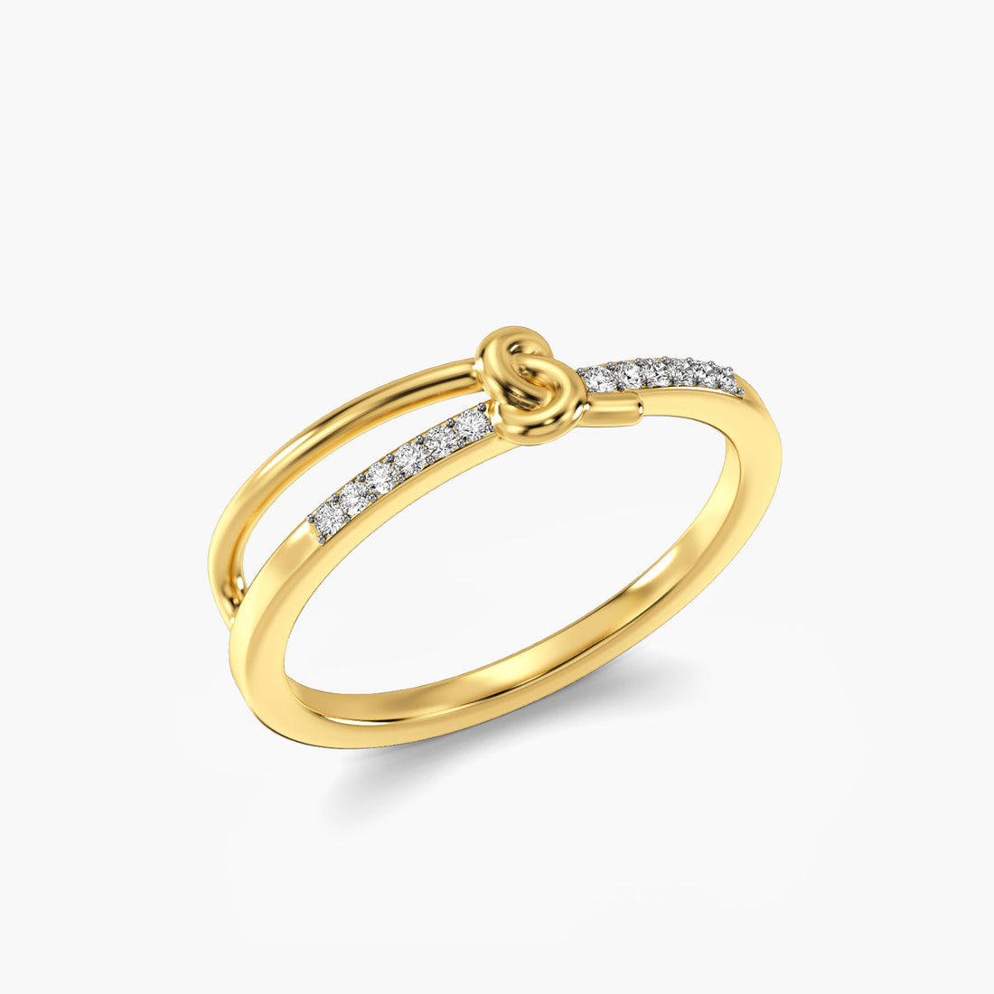 Knot of Joy - 3D View in Yellow Gold - Diamond Ring by Moena
