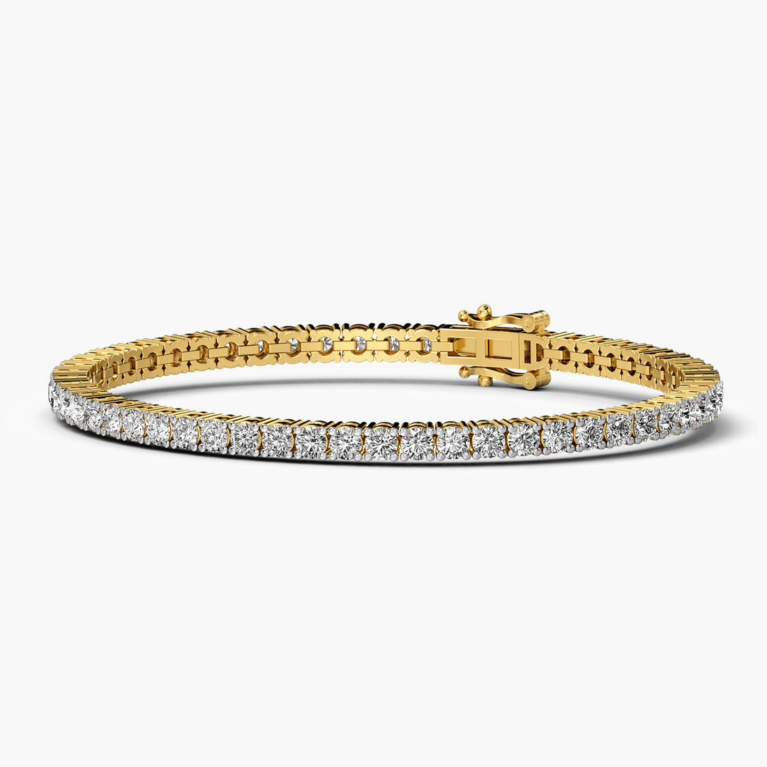 Elegant Gold Tennis Bracelet - 3D View in Yellow Gold - Diamond Bracelet by Moena