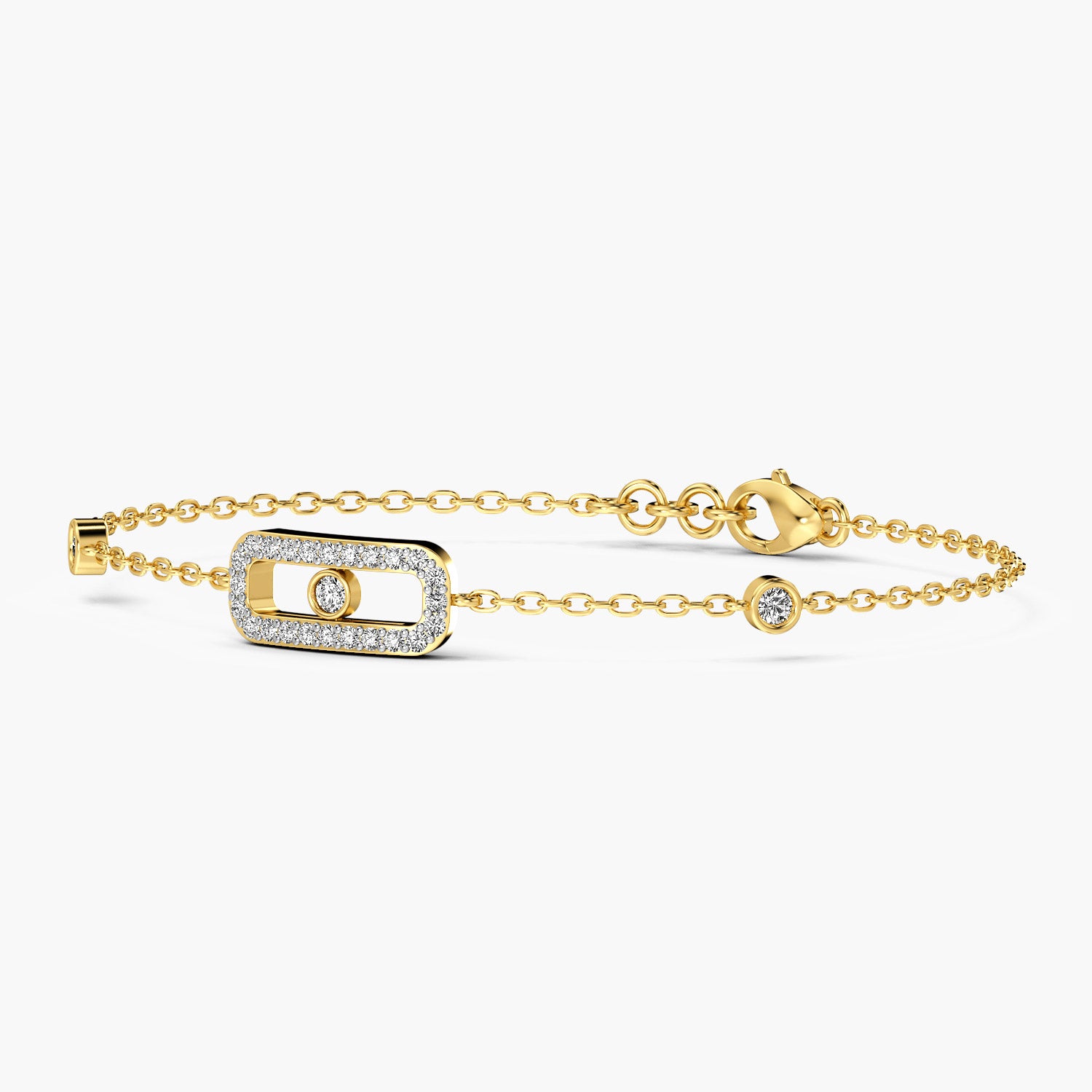 Yellow Gold geometrical everyday wear lab grown diamond bracelet, perfect for wedding and anniversary gift. Everyday wear lab grown diamond and gold bracelets.
