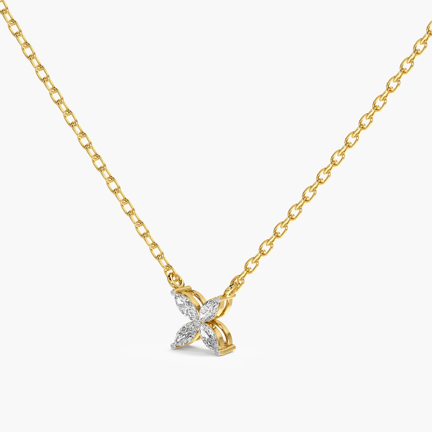Floral Diamond Pendant Necklace(With Chain) - Moena