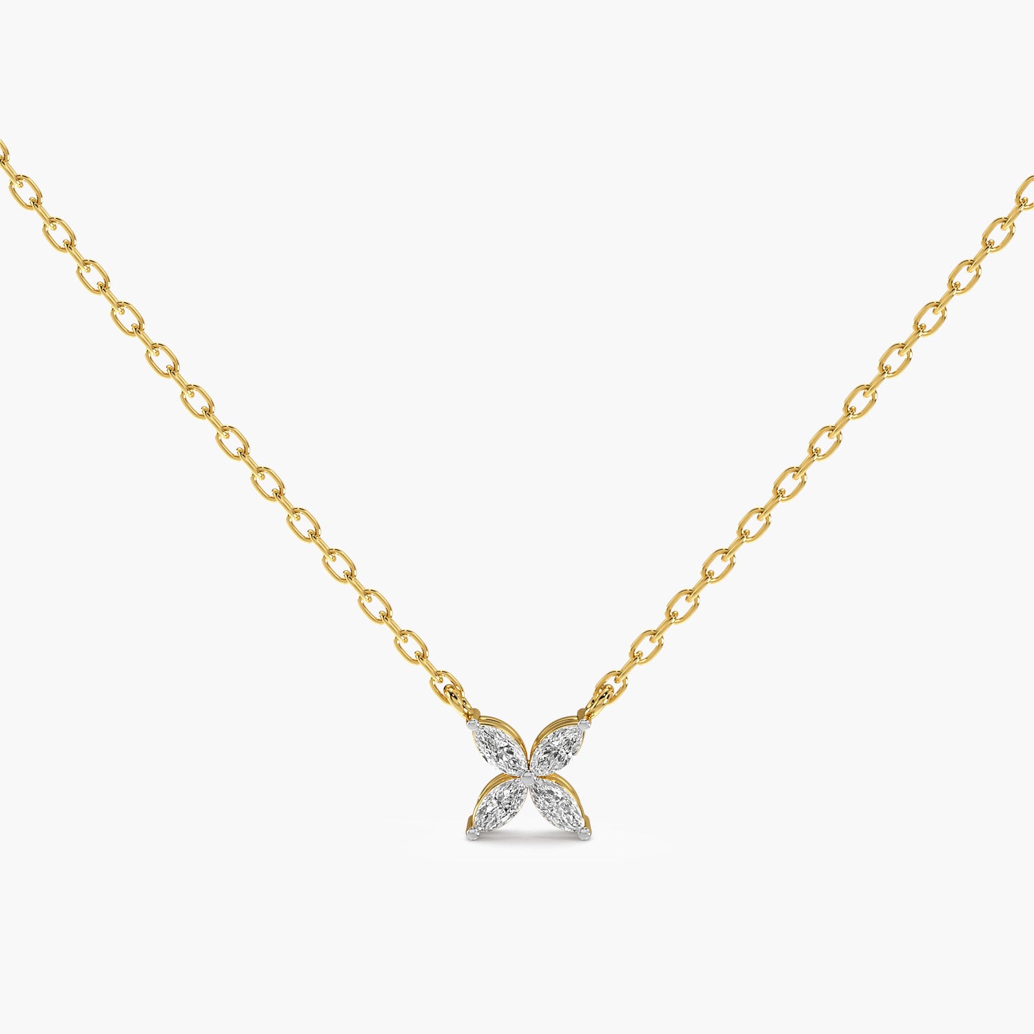 Floral Diamond Pendant Necklace(With Chain) - Moena