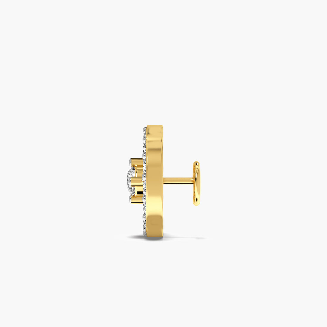 Celestial Halo Diamond Nosepin - Side View in Yellow Gold - Diamond Nosepin by Moena