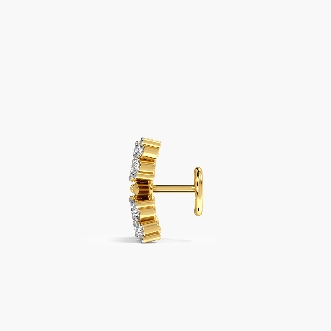 Floret Lab-Grown Diamond Nosepin - Side View in Yellow Gold - Diamond Nosepin by Moena