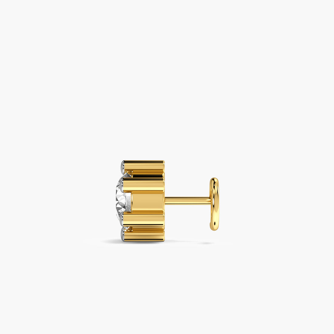 Classic Solitaire Lab-Grown Diamond Nosepin - Side View in Yellow Gold - Diamond Nosepin by Moena
