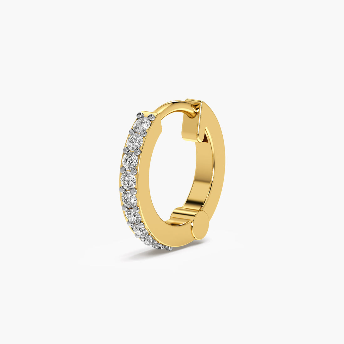 Elegant Line Lab-Grown Diamond Nosepin - 3D View in Yellow Gold - Diamond Nosepin by Moena