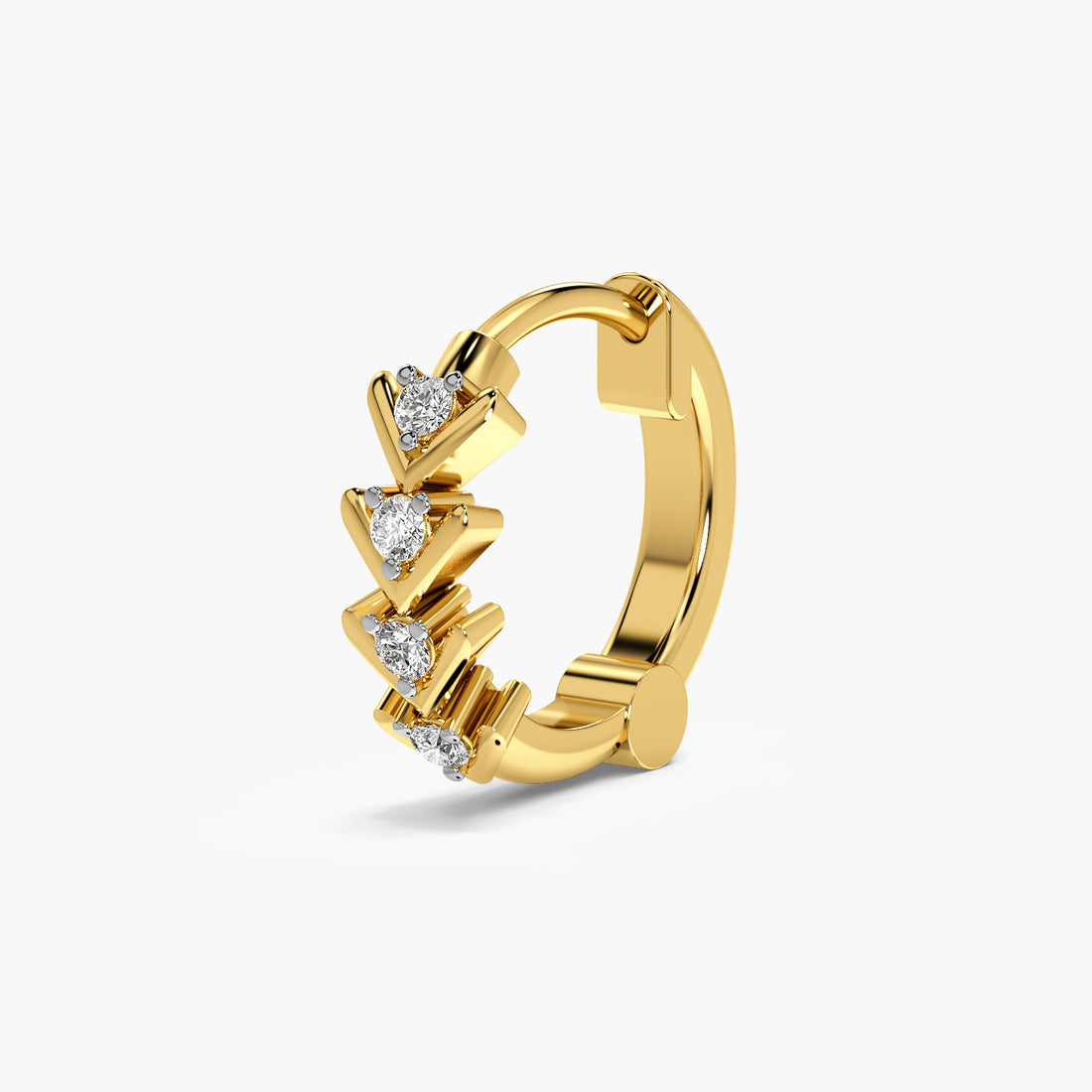 Chevron Lab-Grown Diamond Nosepin - 3D View in Yellow Gold - Diamond Nosepin by Moena