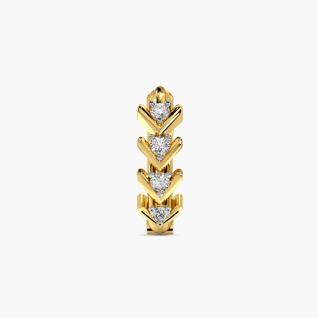 Chevron Lab-Grown Diamond Nosepin - Front View in Yellow Gold - Diamond Nosepin by Moena