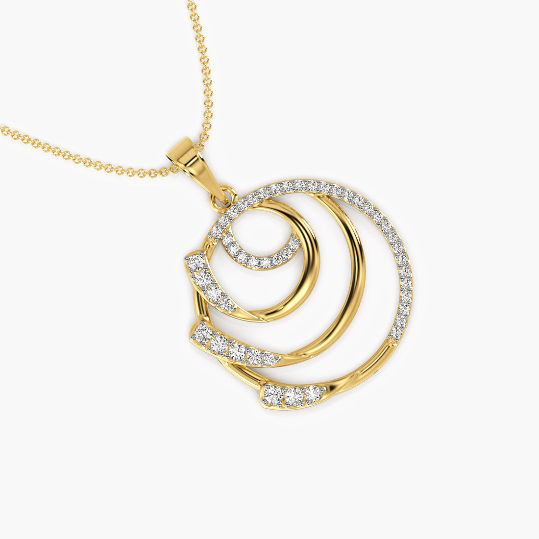 Celestial Orbit Pendant - Top View in Yellow Gold - Diamond Pendant by Moena