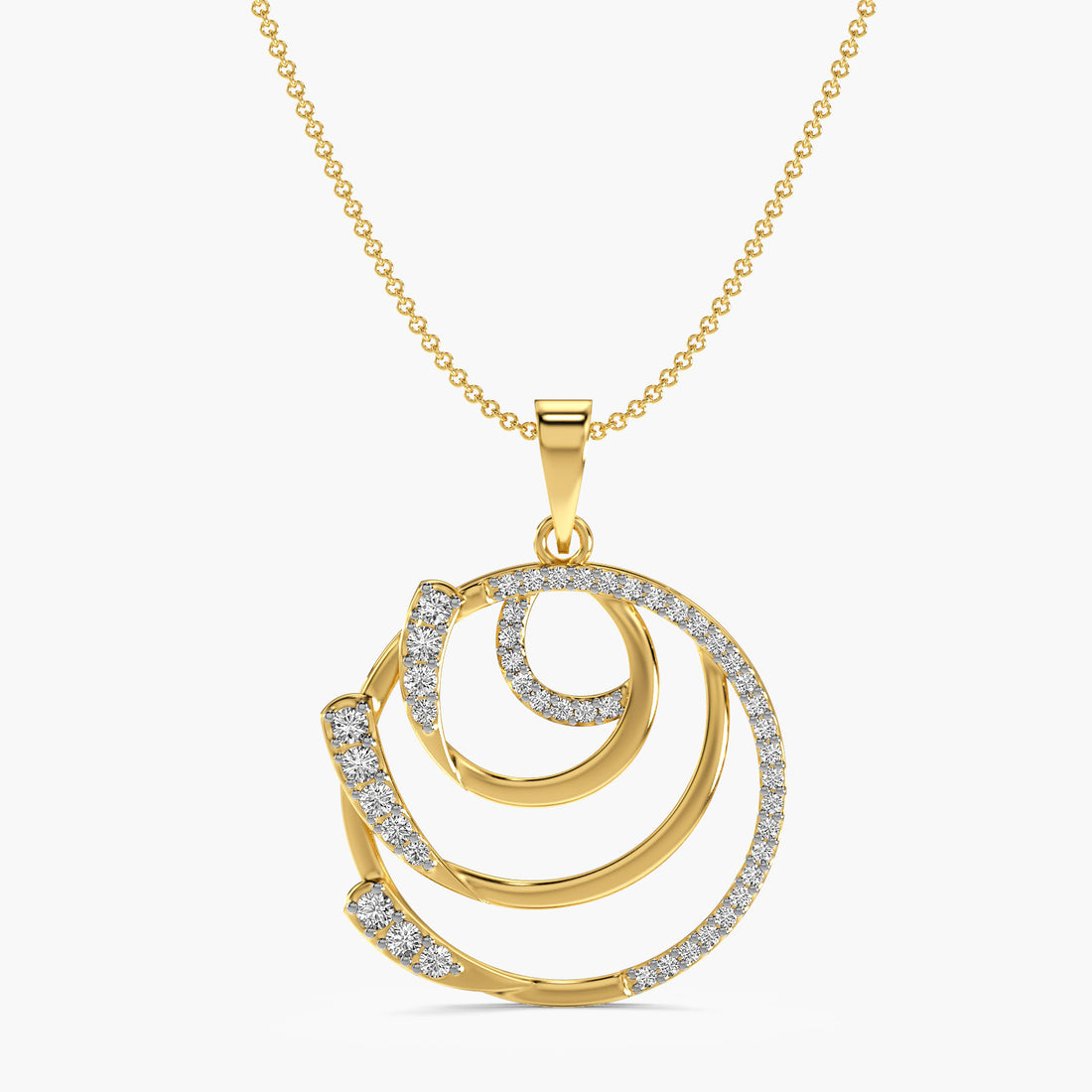 Celestial Orbit Pendant - Front View in Yellow Gold - Diamond Pendant by Moena