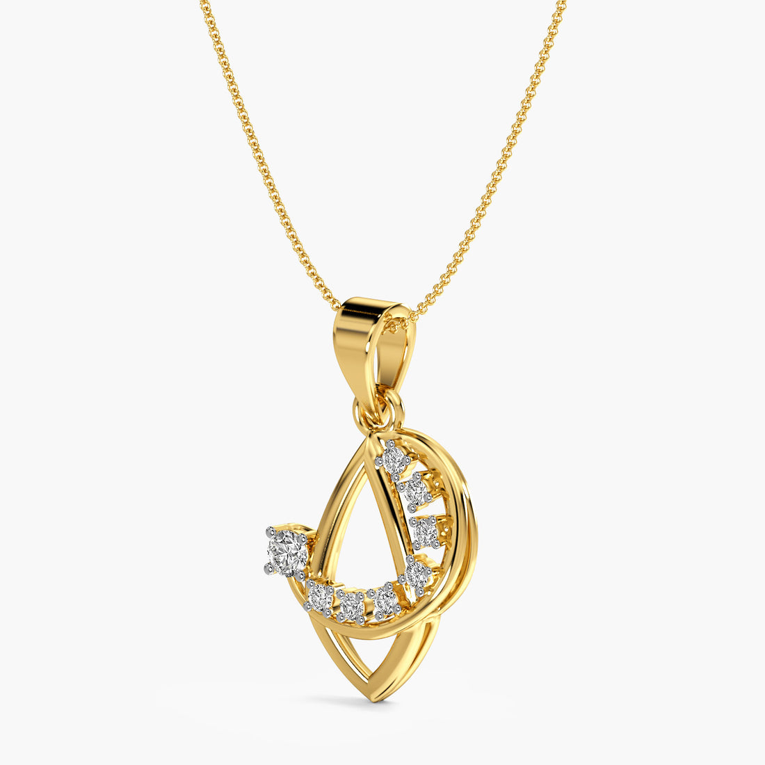 Eclipse Duo Pendant - 3D View in Yellow Gold - Diamond Pendant by Moena