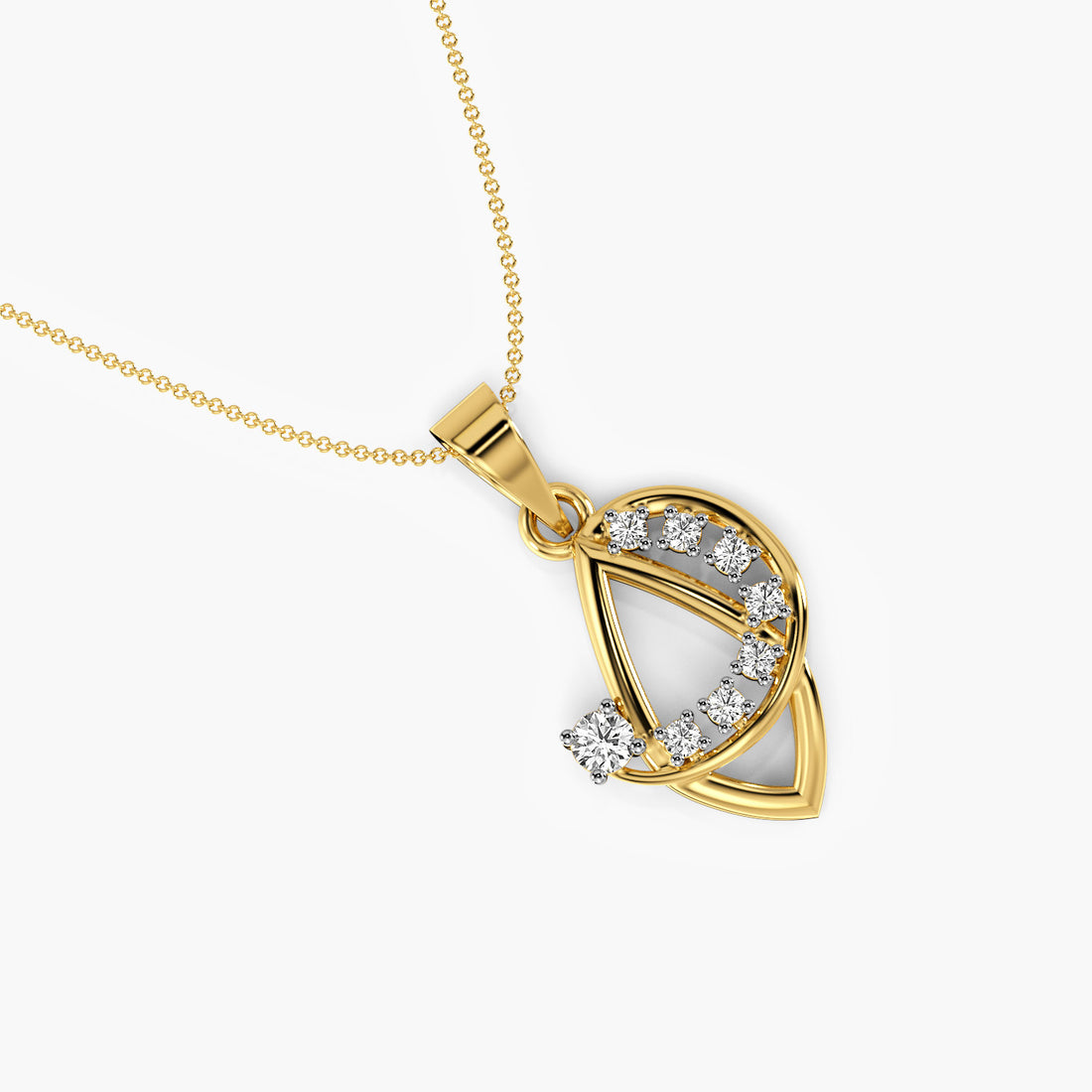 Eclipse Duo Pendant - Top View in Yellow Gold - Diamond Pendant by Moena