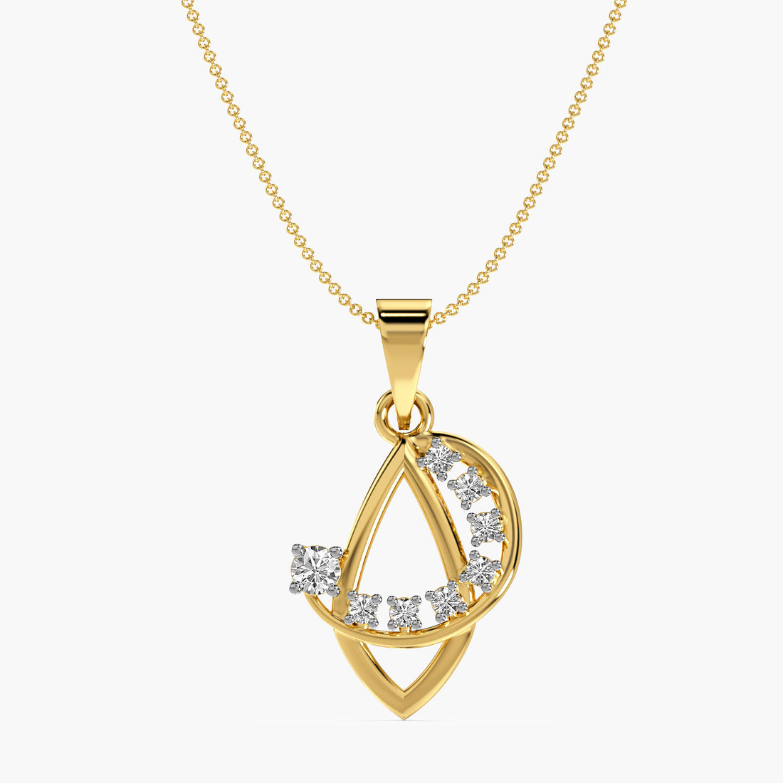 Eclipse Duo Pendant - Front View in Yellow Gold - Diamond Pendant by Moena