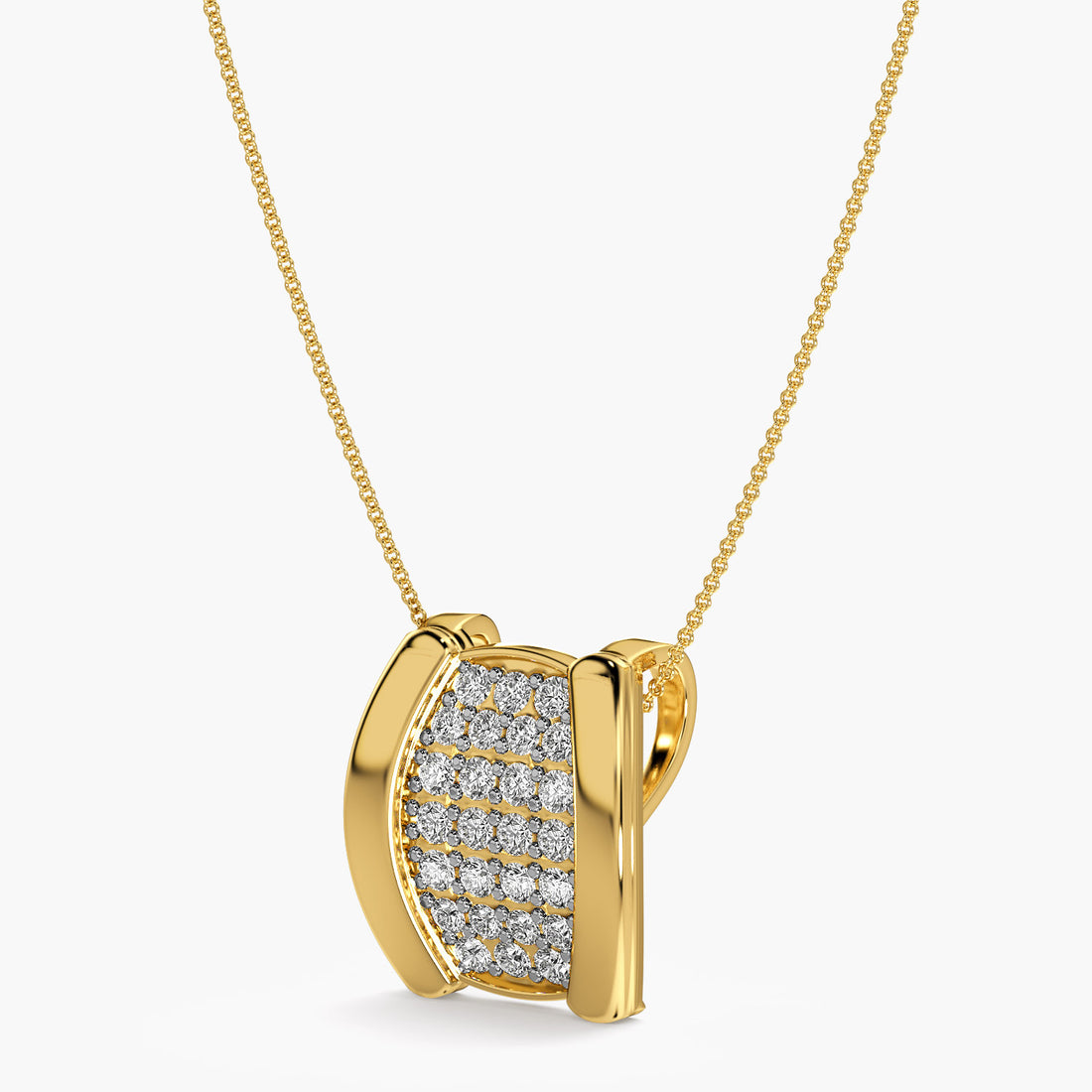 Regal Shield Lab-Grown Diamond Pendant - 3D View in Yellow Gold - Diamond Pendant by Moena