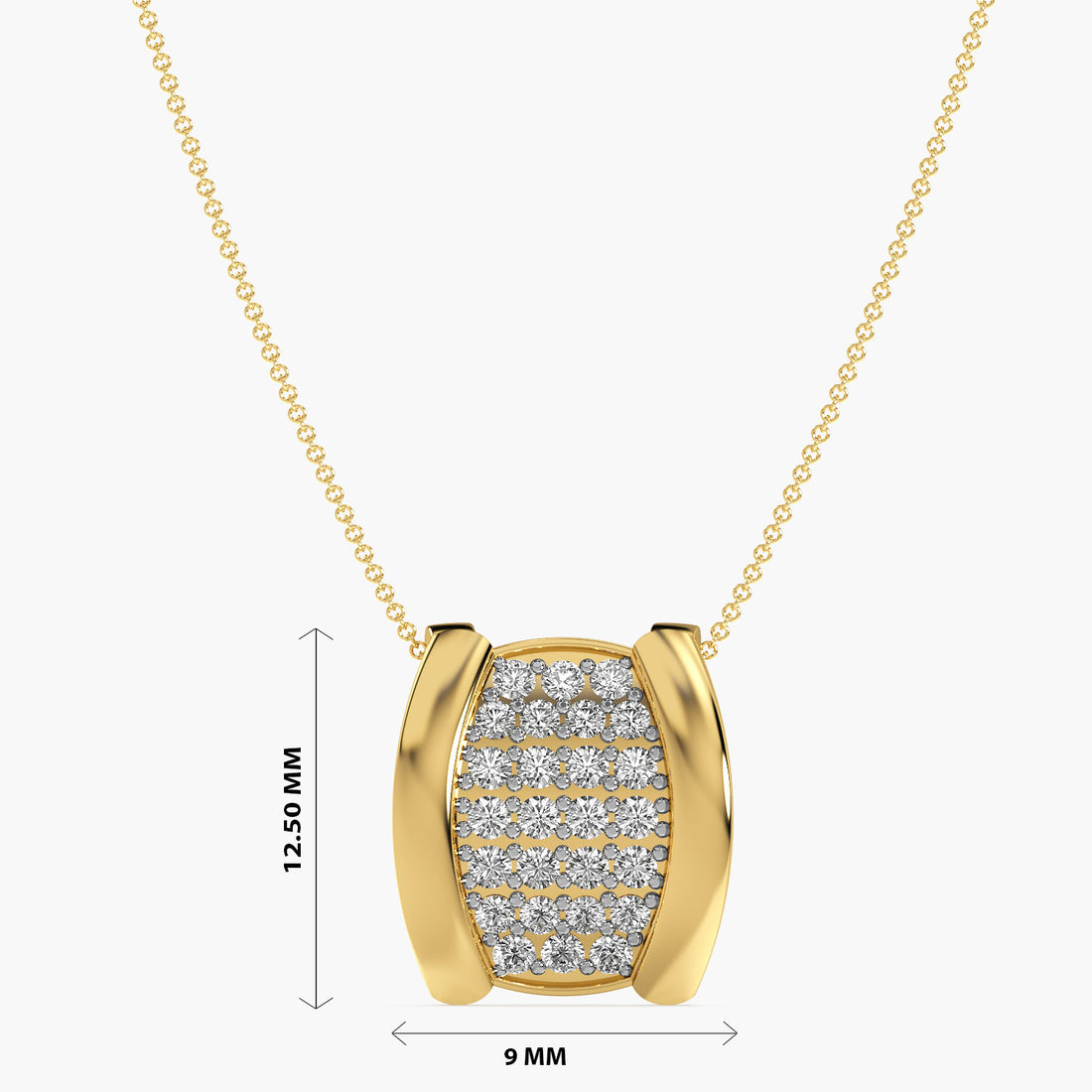 Regal Shield Lab-Grown Diamond Pendant - Front View in Yellow Gold - Diamond Pendant by Moena