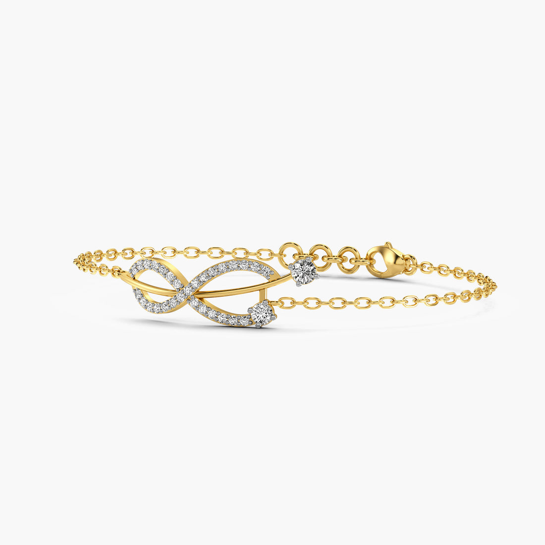 Infinity Sparkle Bracelet - 3D View in Yellow Gold - Diamond Bracelet by Moena