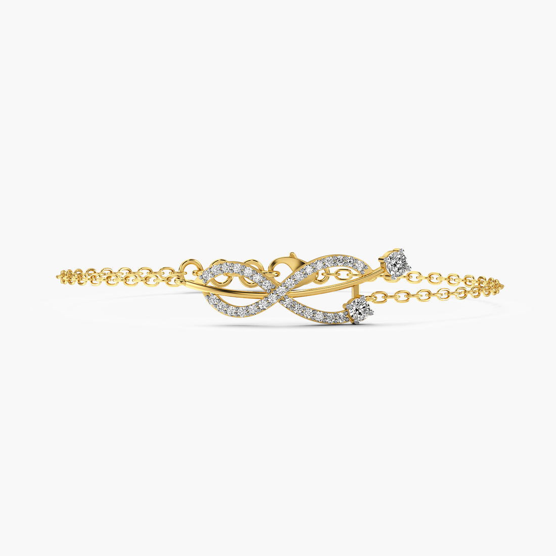 Infinity Sparkle Bracelet - Front View in Yellow Gold - Diamond Bracelet by Moena