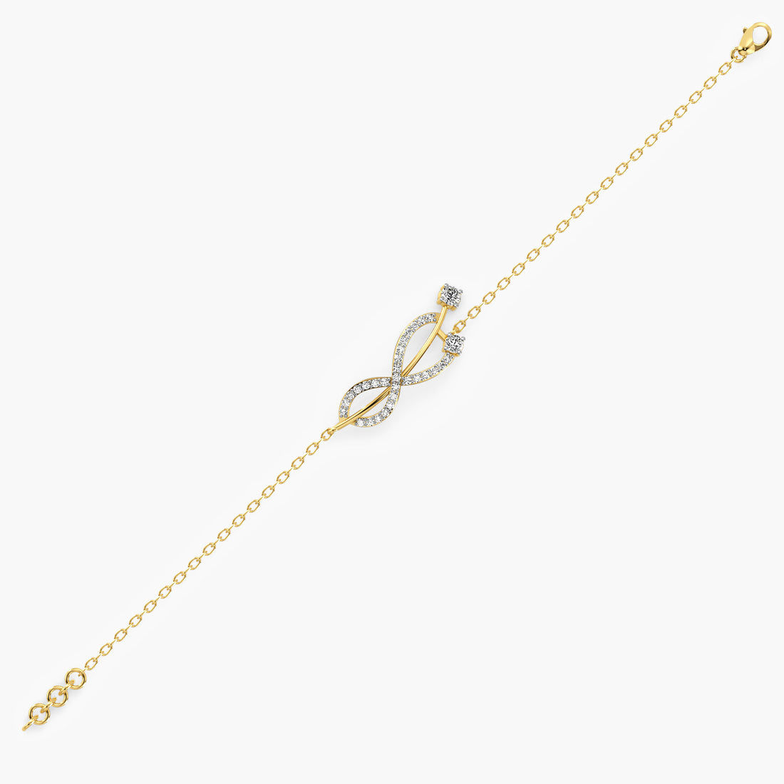 Infinity Sparkle Bracelet - Side View in Yellow Gold - Diamond Bracelet by Moena