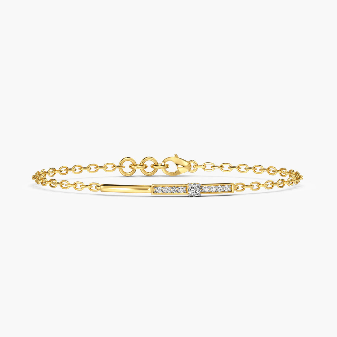 Minimalist Bar Bracelet - Front View in Yellow Gold - Diamond Bracelet by Moena