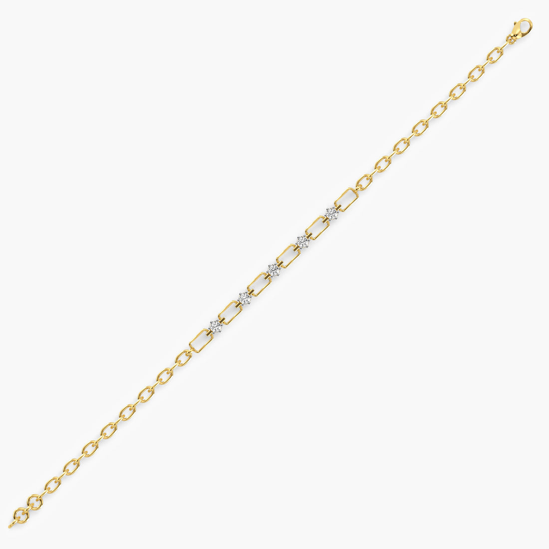 Linked Diamond Bracelet - Side View in Yellow Gold - Diamond Bracelet by Moena