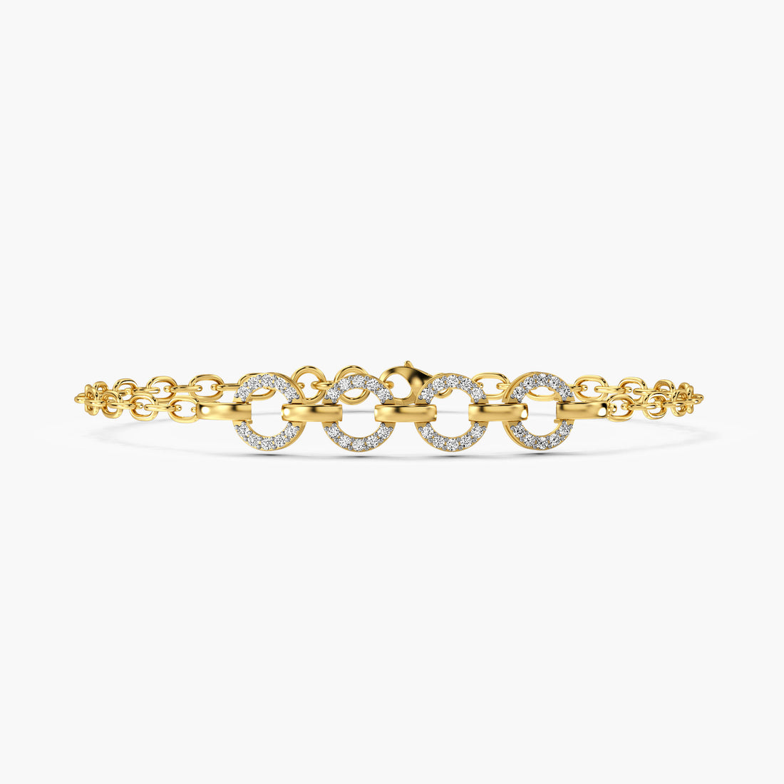 Circular Elegance Bracelet - Front View in Yellow Gold - Diamond Bracelet by Moena