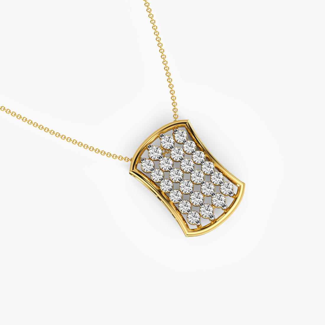 Ocean Wave Pendant - Top View in Yellow Gold - Diamond Pendant by Moena